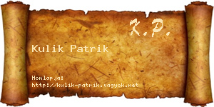 Kulik Patrik névjegykártya